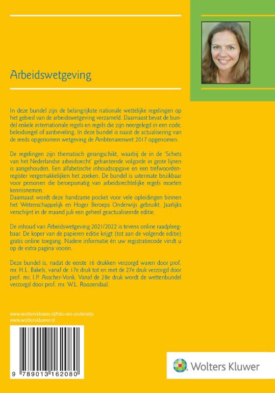 Achterkant van Arbeidswetgeving 2021/2022