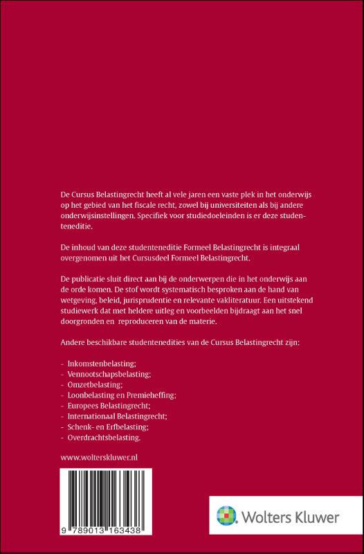 Achterkant van Formeel belastingrecht2021-2022