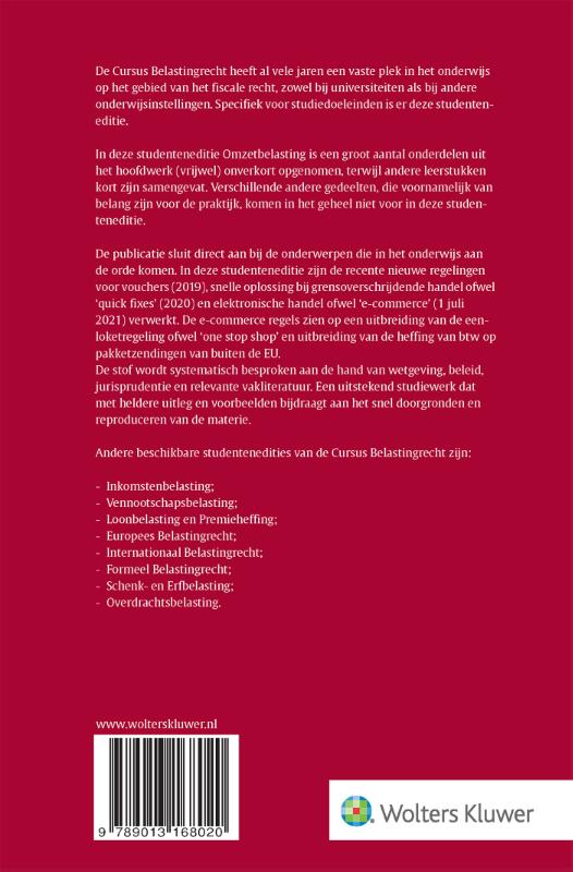 Achterkant van Studenteneditie Cursus Belastingrecht Omzetbelasting 2022-2023