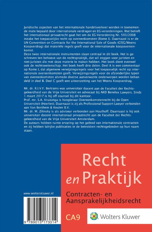 Achterkant van Overeenkomsten in het internationaal privaatrecht en het Weens Koopverdrag