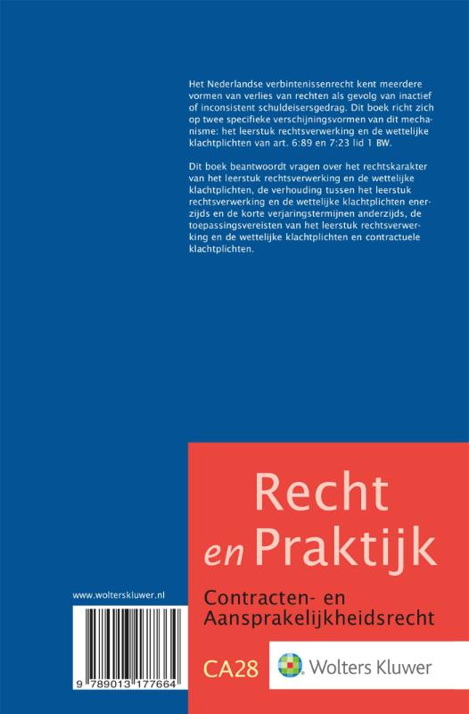 Achterkant van Rechtsverwerking en klachtplichten in het verbintenissenrecht