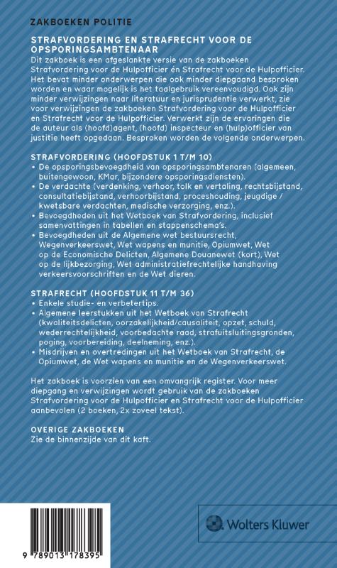 Achterkant van Zakboek strafvordering en strafrecht voor de opsporingsambtenaar 2025