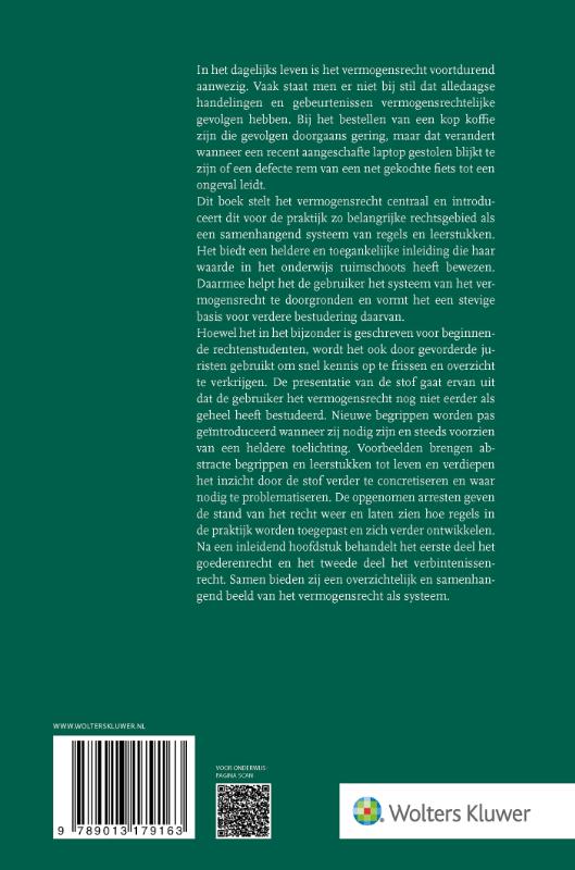 Achterkant van Zwaartepunten van het vermogensrecht