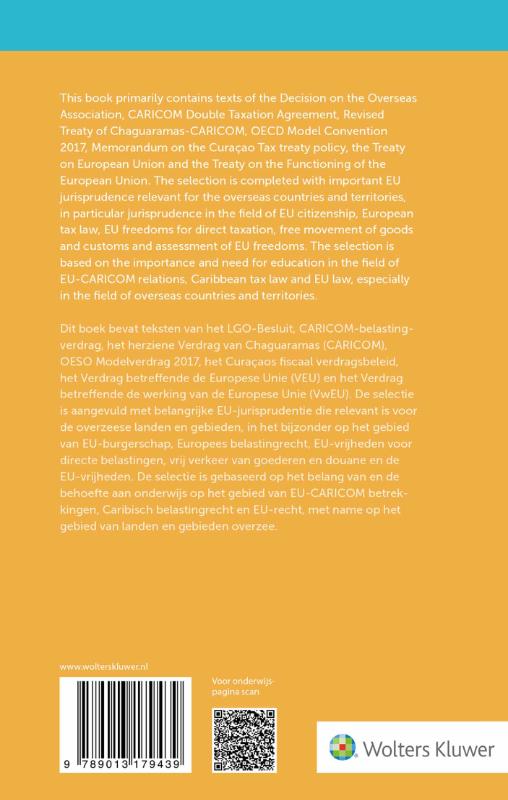 Achterkant van Texts on Caribbean and European Tax Law