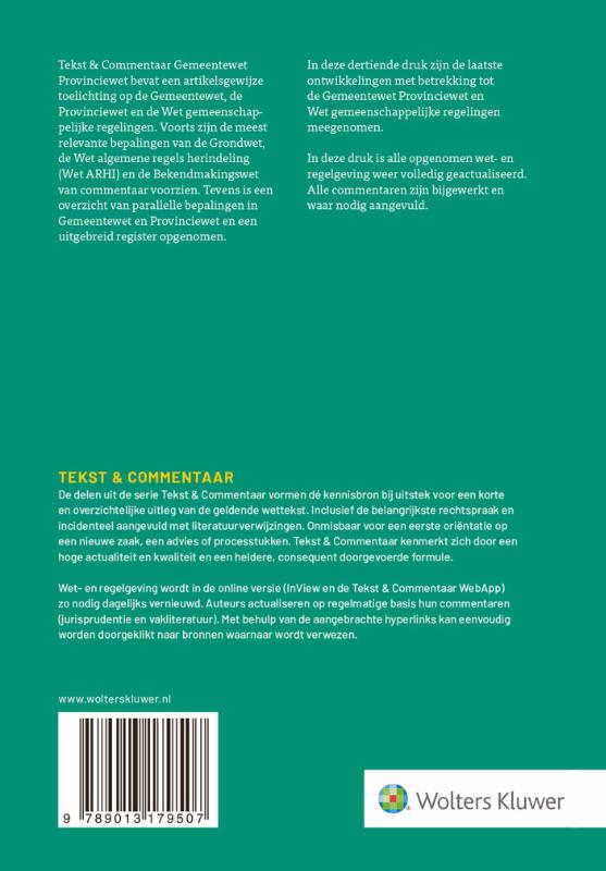 Achterkant van Gemeentewet Provinciewet