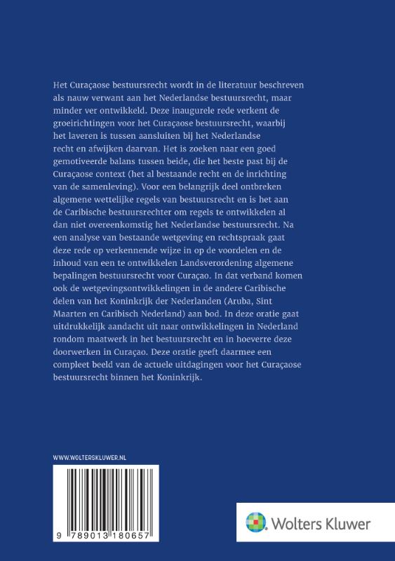 Achterkant van Groeirichtingen voor het Curaçaose bestuursrecht