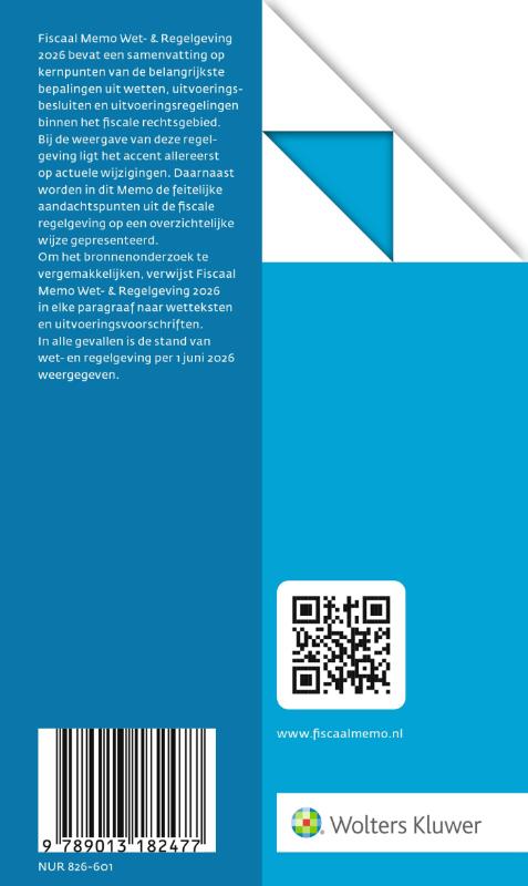 Achterkant van Fiscaal Memo Wet- & Regelgeving 2026