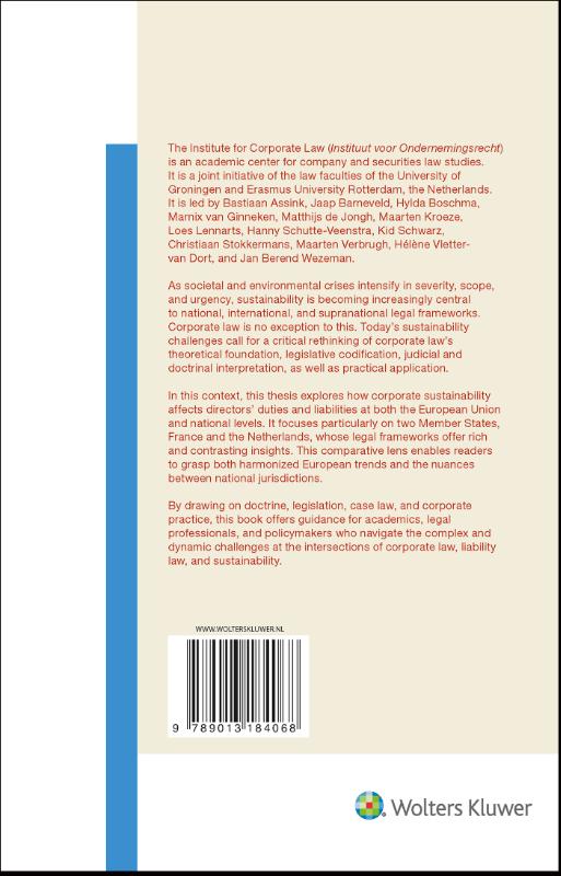 Achterkant van The impact of corporate sustainability on directors’ duties and liabilities