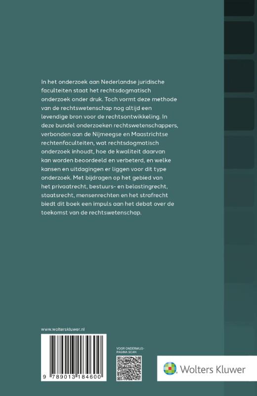 Achterkant van Rechtsdogmatisch onderzoek in Nederland
