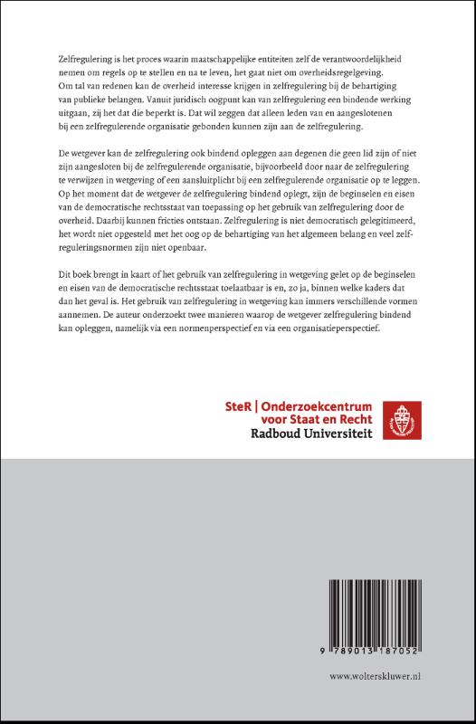 Achterkant van Zelfregulering tussen privaatrecht en publiekrecht