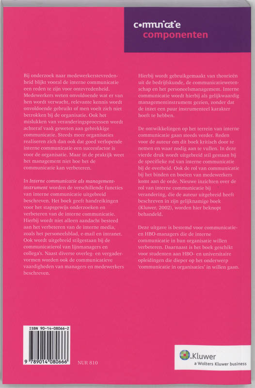 Achterkant van Interne communicatie als managementinstrument