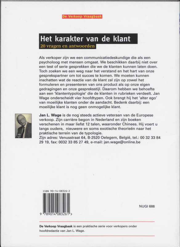 Achterkant van Het karakter van de klant