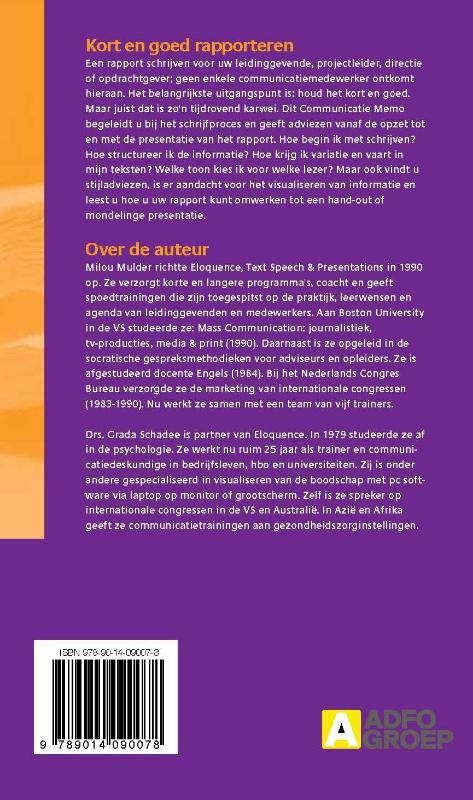 Achterkant van Kort en goed rapporteren