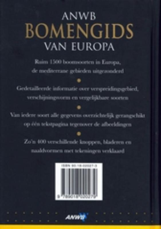 Achterkant van Bomengids van Europa