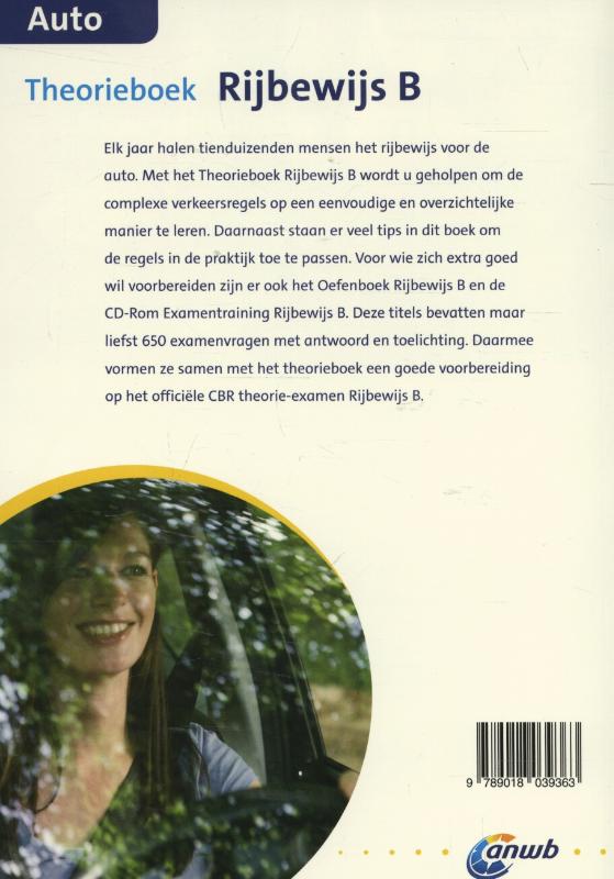 Achterkant van Theorieboek rijbewijs B - Auto