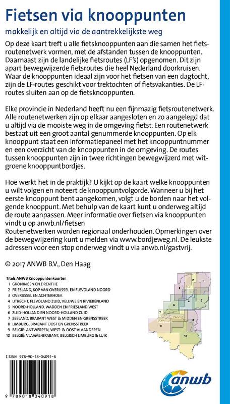 Achterkant van ANWB knooppuntkaart fiets Overijssel en Achterhoek