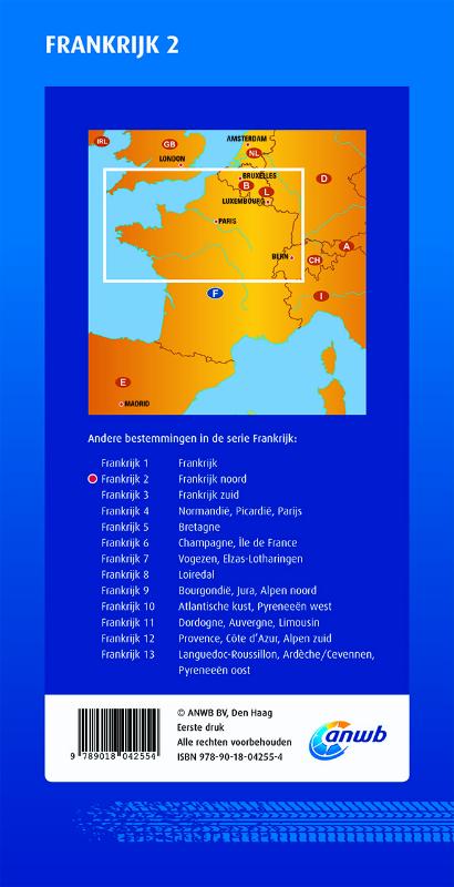 Achterkant van ANWB wegenkaart Frankrijk 2 Frankrijk noord