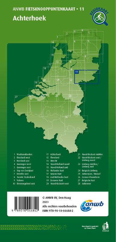 Achterkant van Fietsknooppuntenkaart Achterhoek 1:100.000