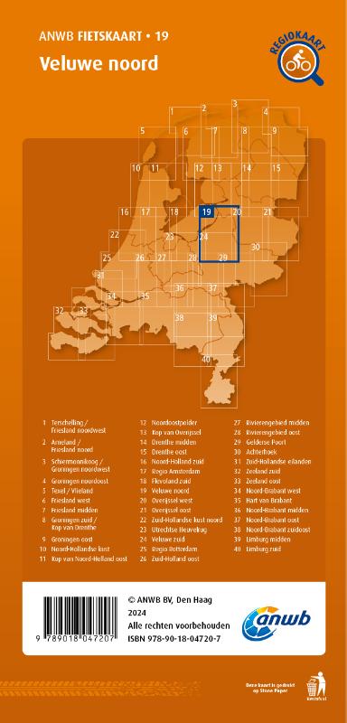 Achterkant van Fietskaart Veluwe noord 1:66.666