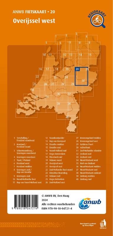 Achterkant van Fietskaart Overijssel west 1:66.666