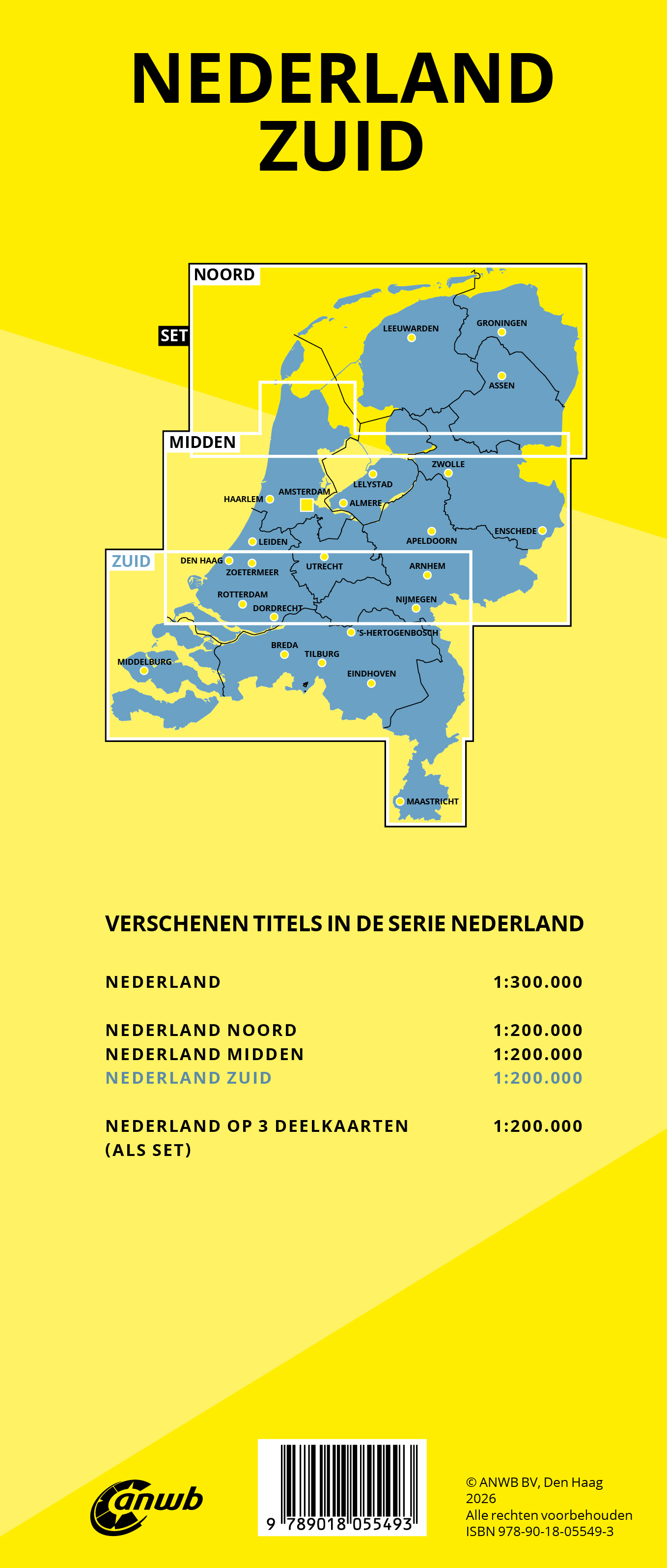 Achterkant van Wegenkaart Nederland Zuid