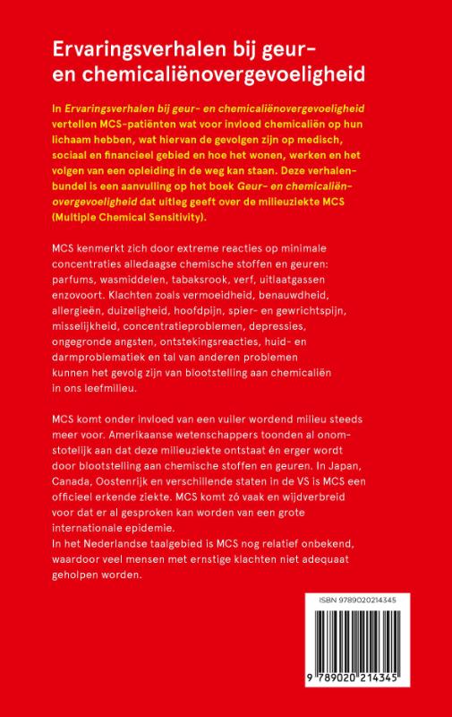 Achterkant van Ervaringsverhalen bij geur- en chemicaliënovergevoeligheid