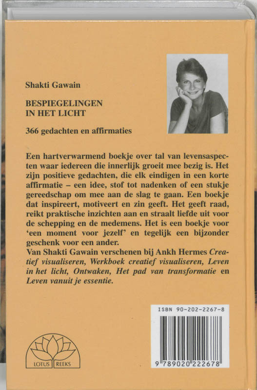 Achterkant van Bespiegelingen in het licht
