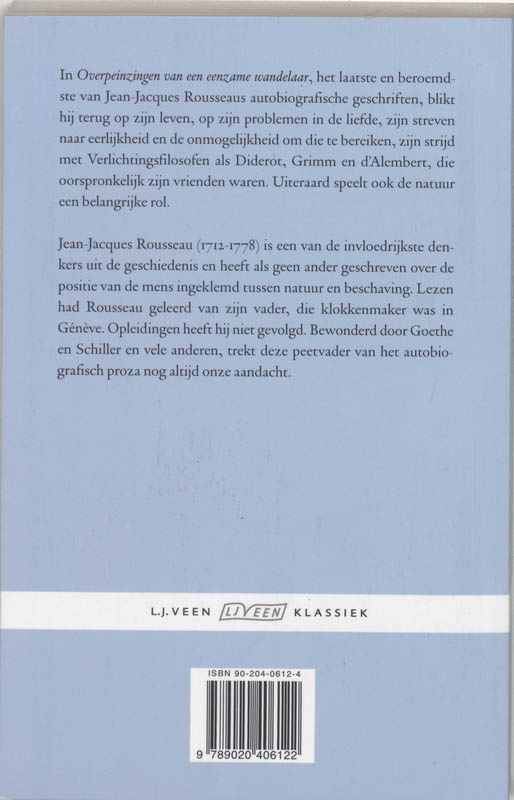 Achterkant van Overpeinzingen van een eenzame wandelaar