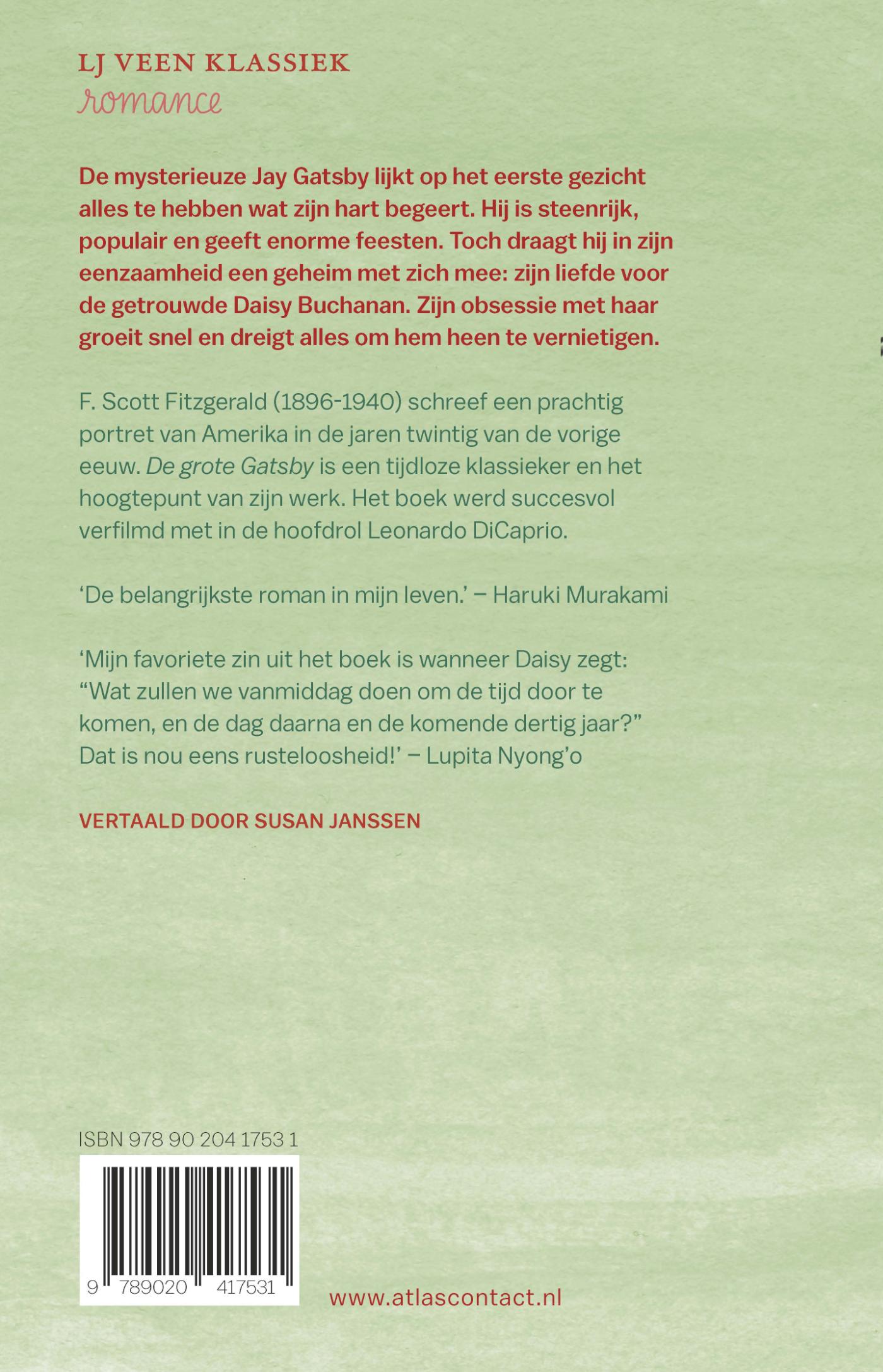 Achterkant van De grote Gatsby