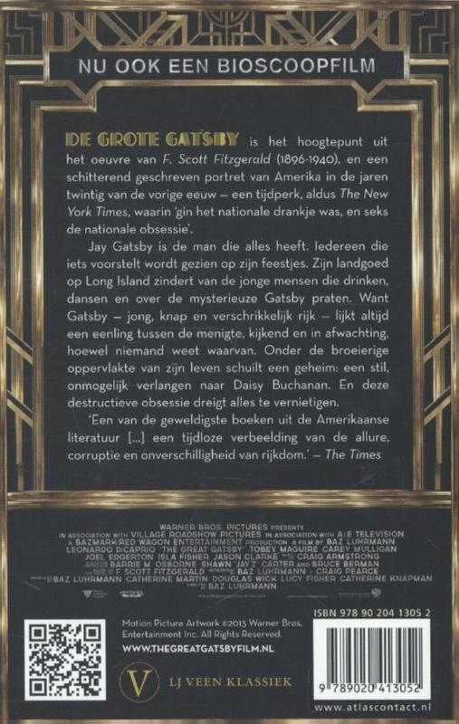 Achterkant van De grote Gatsby