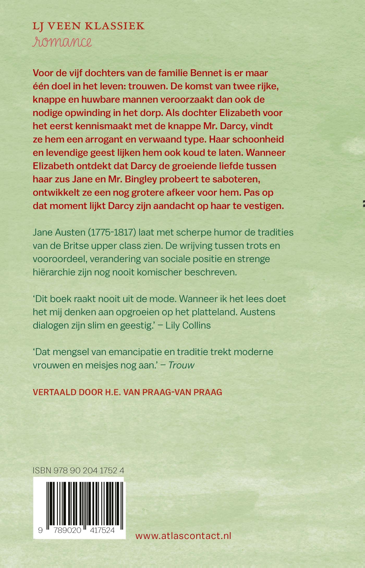 Achterkant van Trots en vooroordeel