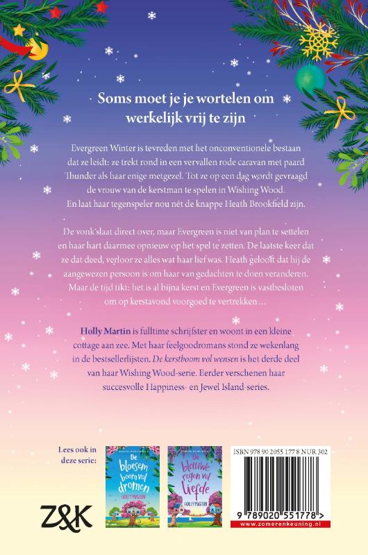 Achterkant van De kerstboom vol wensen