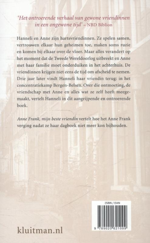 Achterkant van Anne Frank, mijn beste vriendin