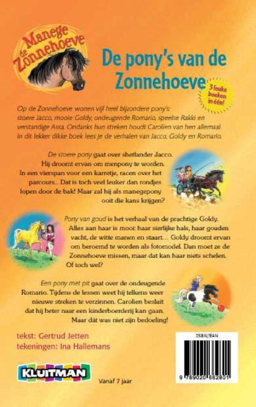 Achterkant van Manege de Zonnehoeve; 3 leuke boeken in een!
