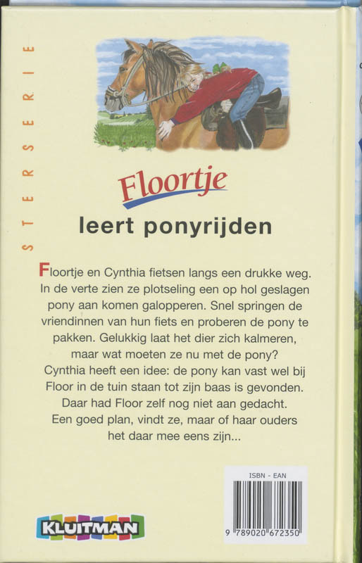 Achterkant van Floortje leert ponyrijden