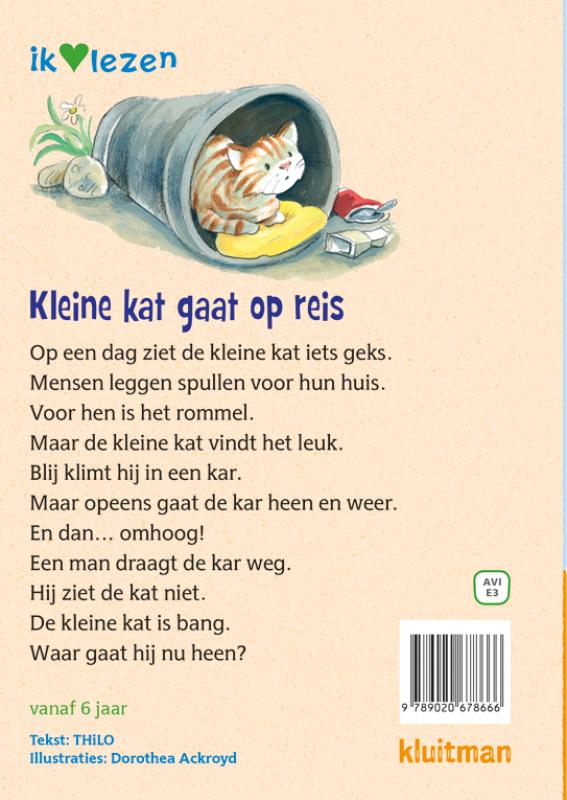 Achterkant van Kleine kat gaat op reis