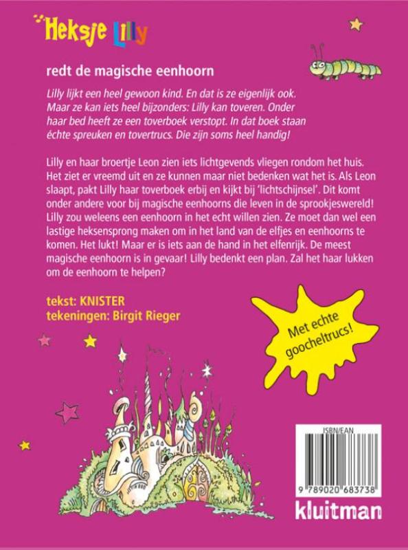 Achterkant van Heksje Lilly redt de magische eenhoorns