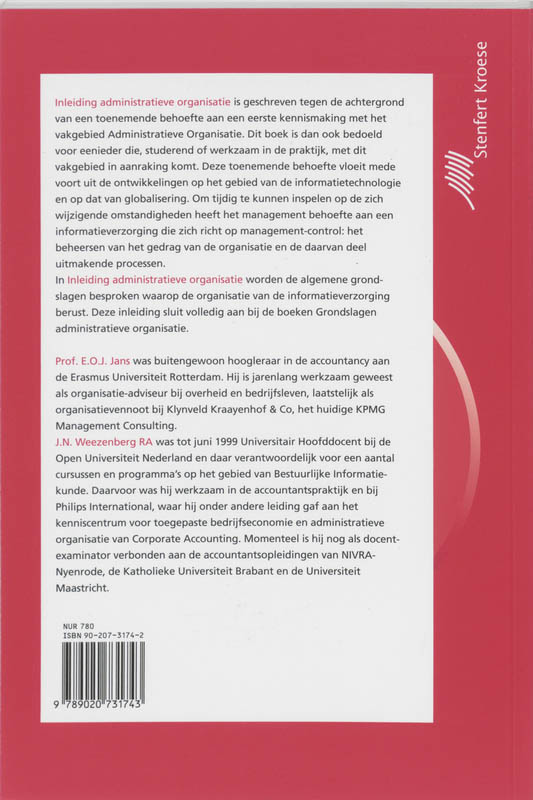Achterkant van Inleiding administratieve organisatie