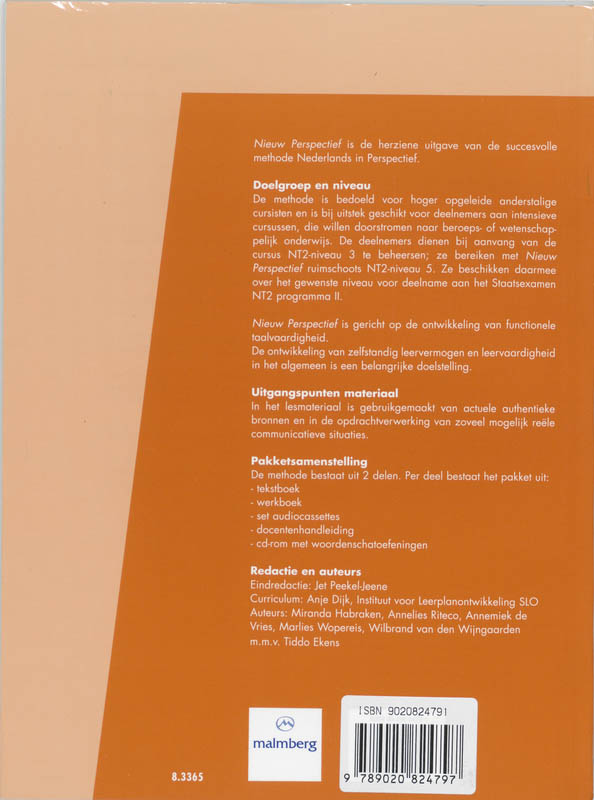 Achterkant van Tekstboek
