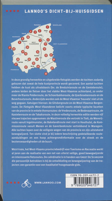 Achterkant van Fietsgids West-Vlaanderen