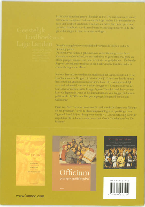 Achterkant van Geestelijk Liedboek van de Lage Landen