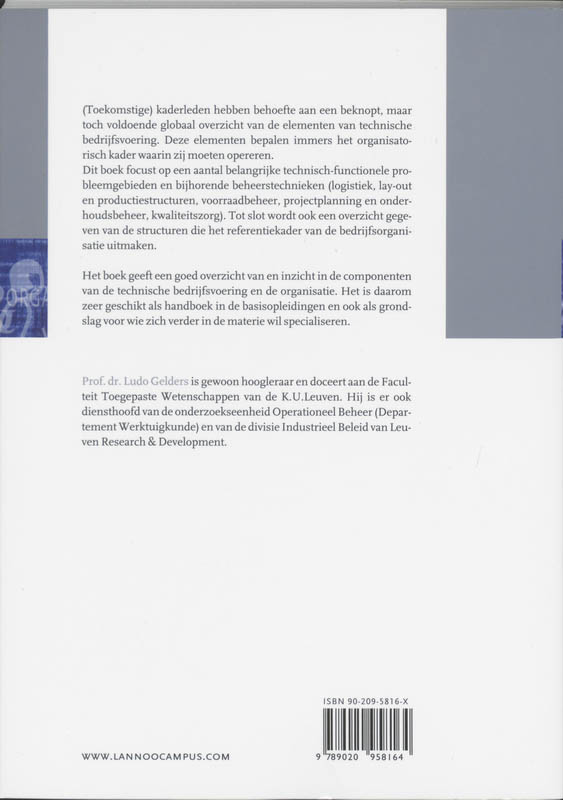 Achterkant van Technische bedrijfsvoering en organisatie