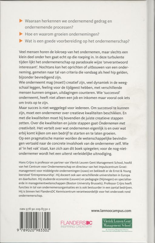 Achterkant van Ondernemen met creativiteit