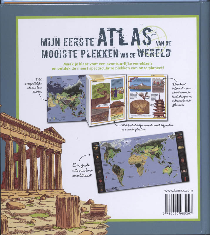 Achterkant van Mijn eerste atlas van de mooiste plekken van de wereld