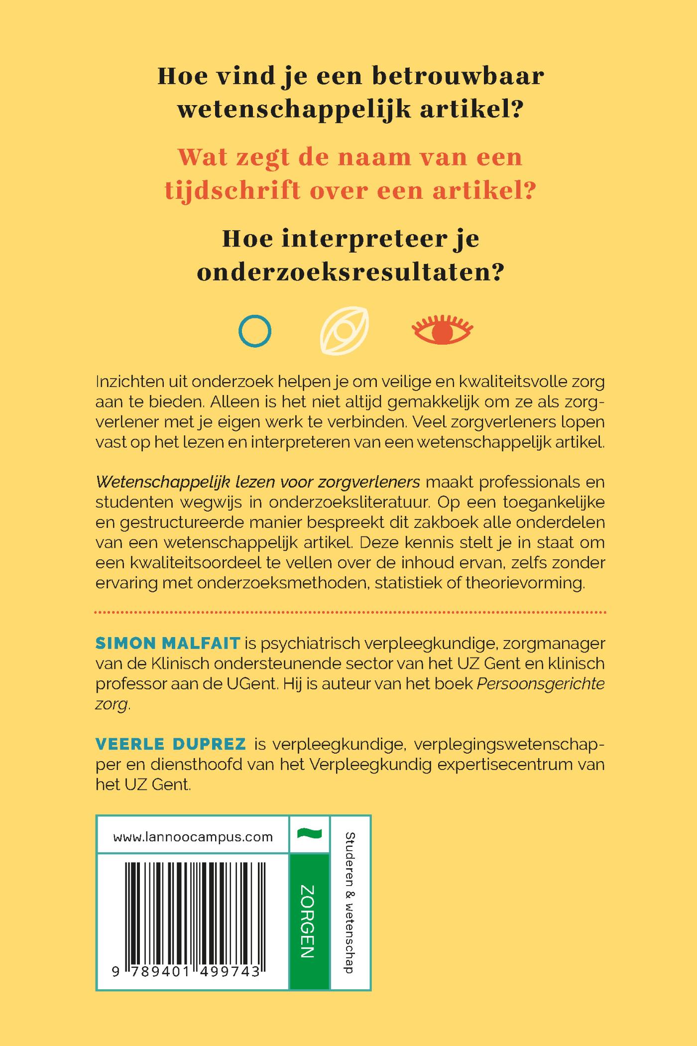 Achterkant van Wetenschappelijk lezen voor zorgverleners