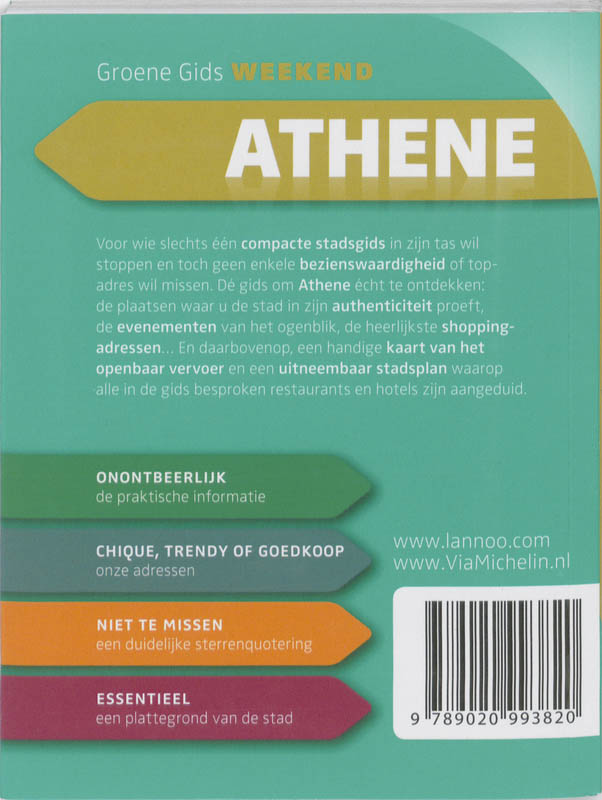 Achterkant van Groene Gids weekend Athene