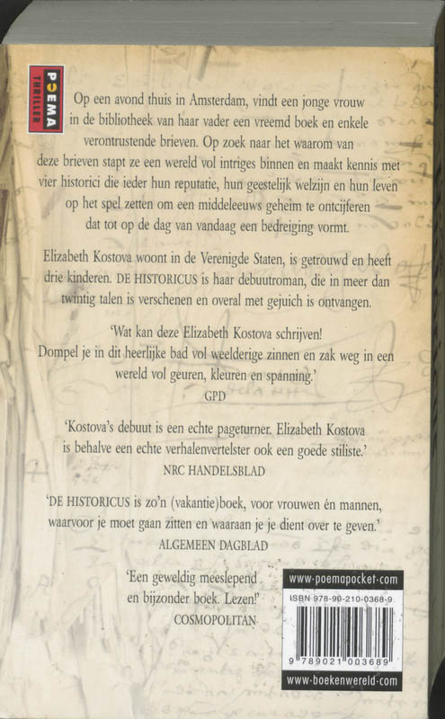 Achterkant van De historicus