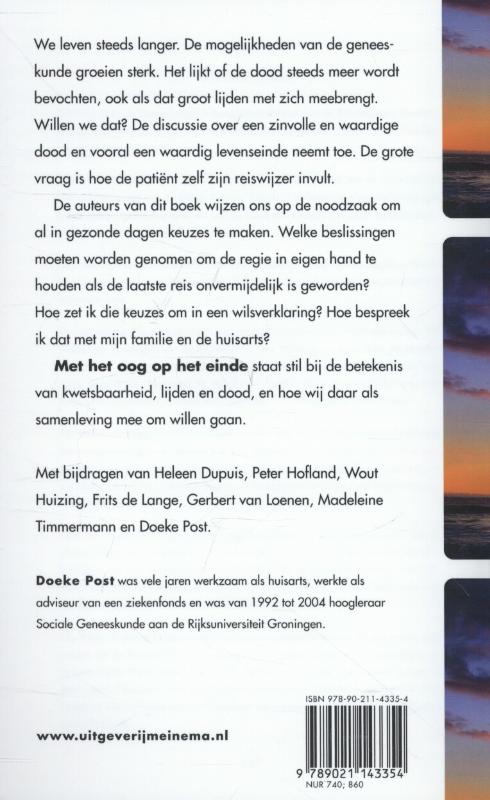 Achterkant van Met het oog op het einde