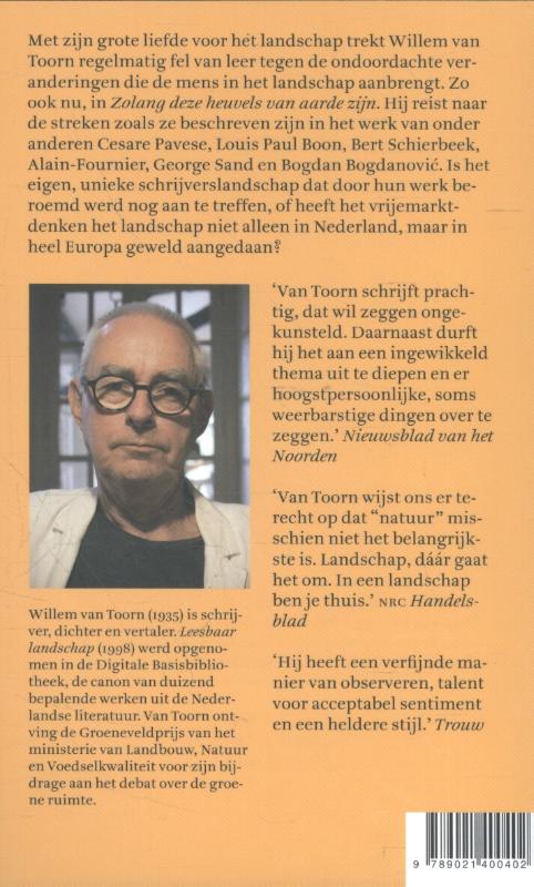 Achterkant van Zolang deze heuvels van aarde zijn