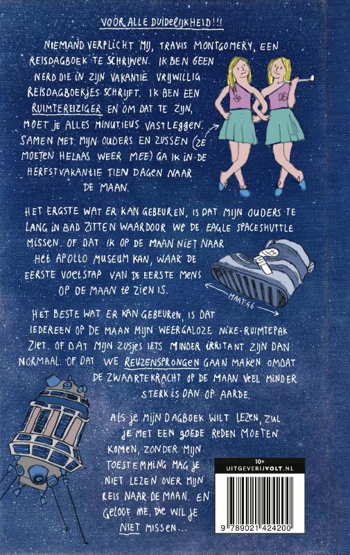 Achterkant van Het reisdagboek van Travis Montgomery: Vakantie op de maan